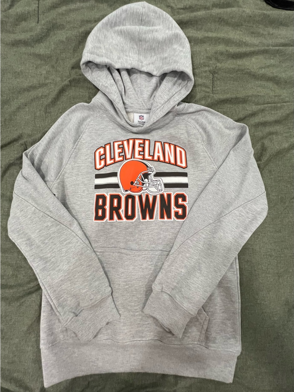 NFL Gray Hoodie with Cleveland Browns Orange Helmet Graphic